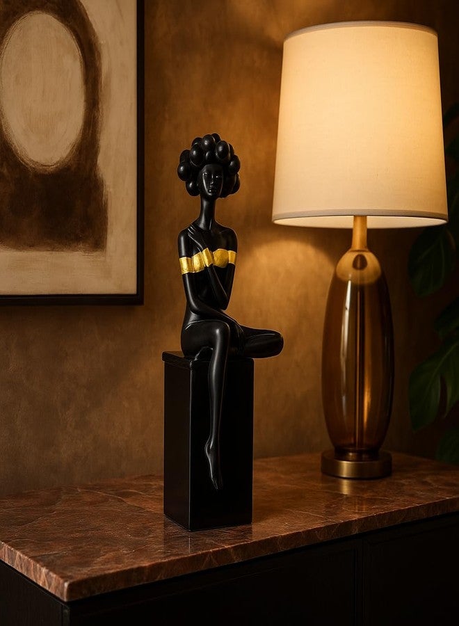 اكستور تمثال امرأة تجريدي عصري من إكستوري | قطعة ديكور منزلية من الراتنج | قطعة فنية فريدة لغرفة المعيشة أو المكتب أو المعرض | تصميم معاصر وأنيق - أسود - Image 4